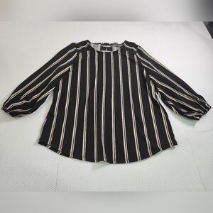 Adrianna Papell Crew Neck Knit Top feat stripes, 3/4 sleeves w elastic cuffs